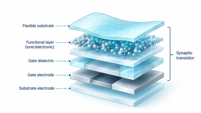 Concept illustration: Multilayer tactile synaptic device diagram